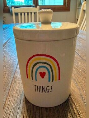 NWOT Rae Dunn by Magenta "Things" Rainbow Ceramic Canister